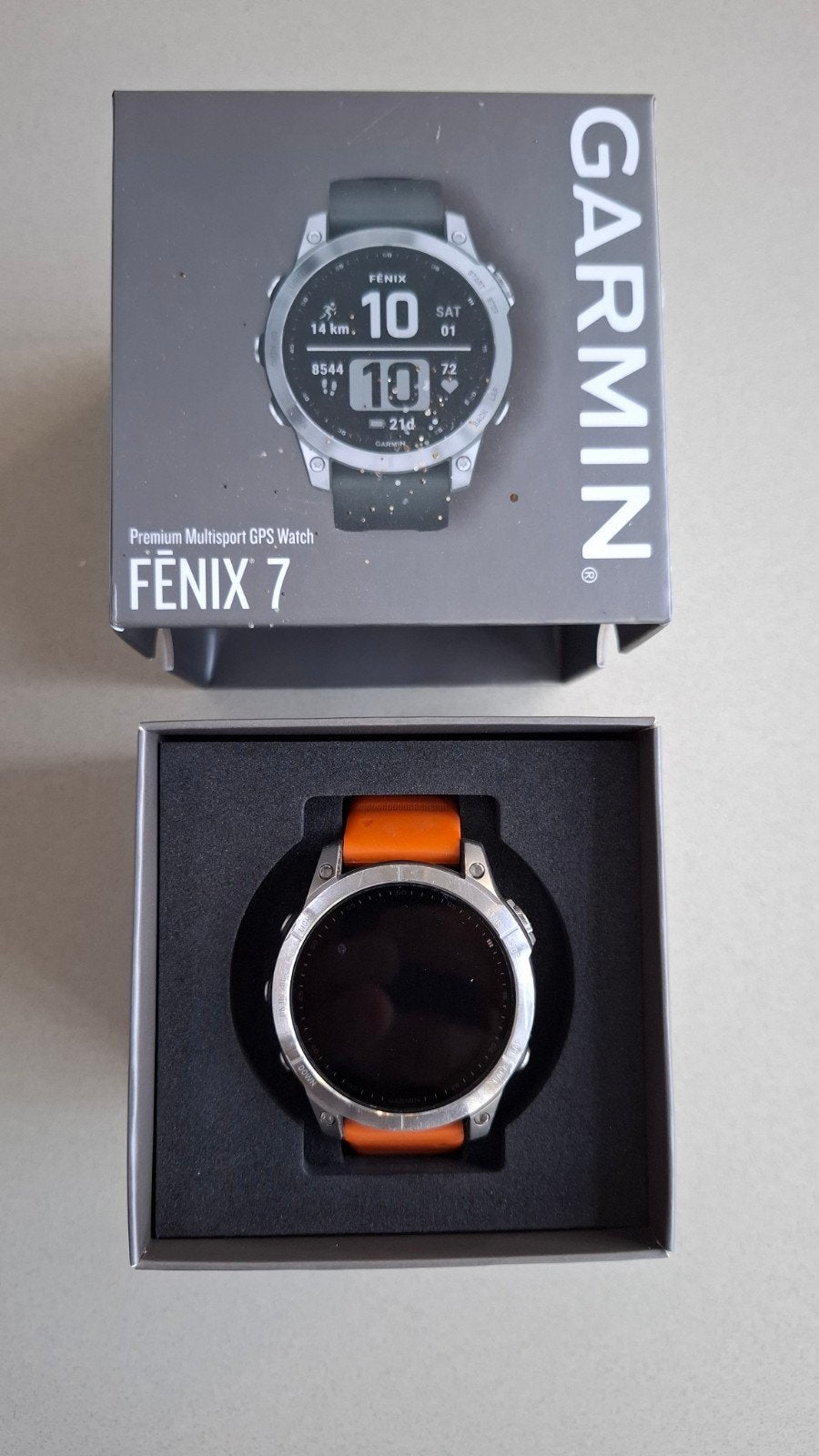 Garmin Fenix 7 (47mm) – RVS Zilver/Grafiet – Goede staat!, Garmin, Ophalen of Verzenden, Zo goed als nieuw, Waterdicht