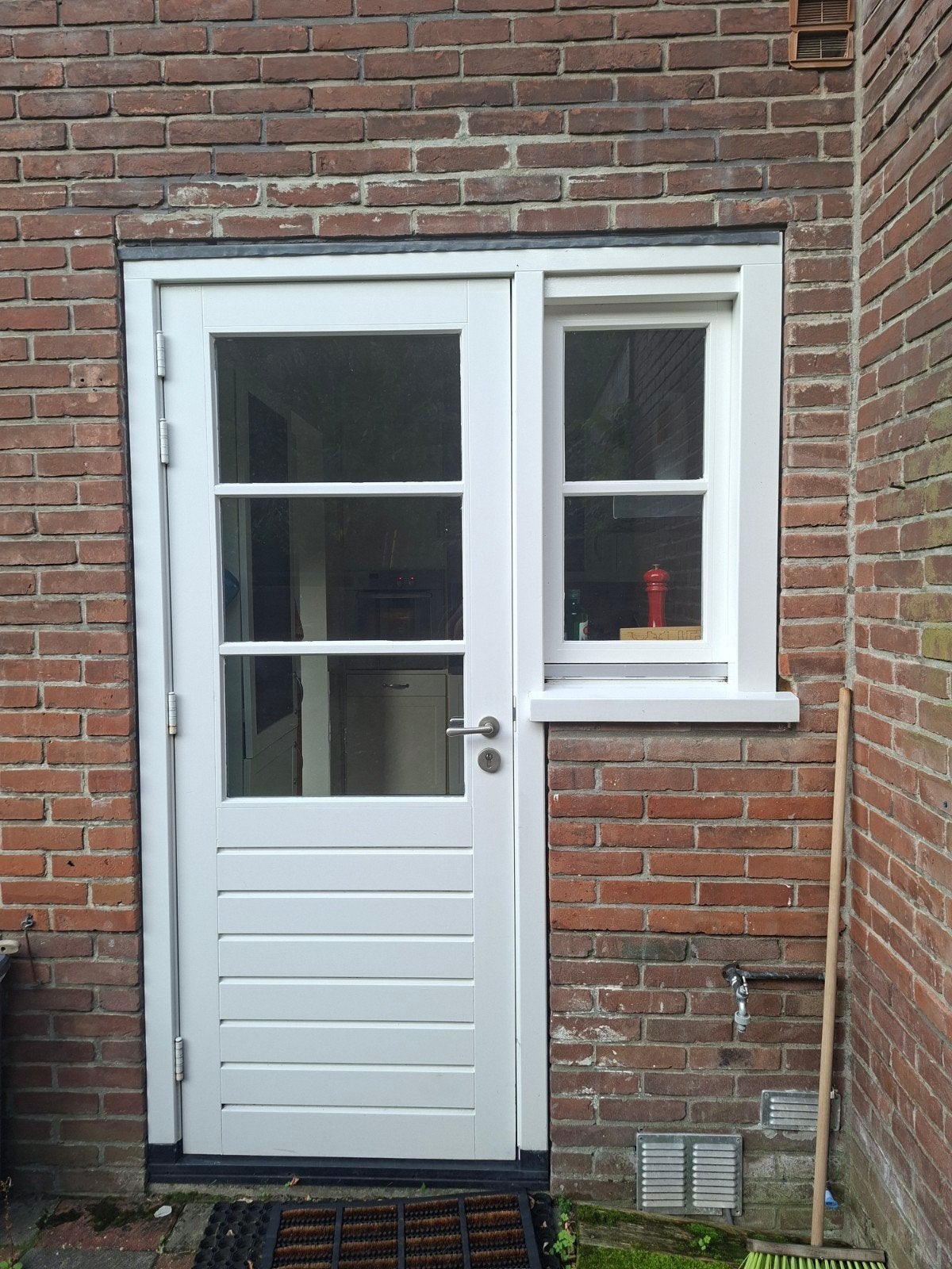 Deur met kozijn en raam - Af te halen in Zeist, Ophalen, Gebruikt, 80 tot 100 cm, Buitendeur