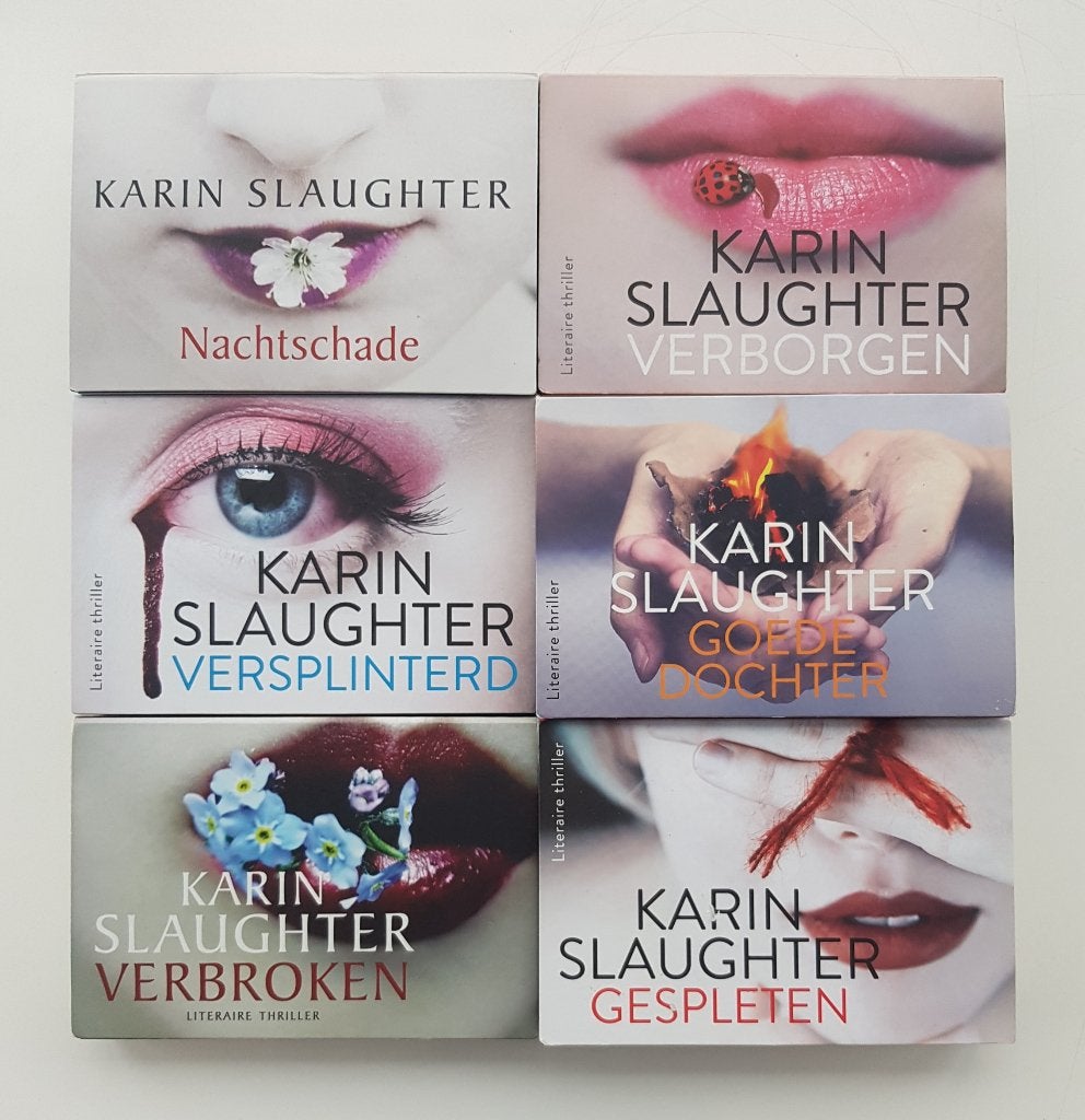 6x Dwarsligger Karin Slaughter oa. Gespleten, Verborgen, Ophalen of Verzenden, Karin Slaughter, Amerika