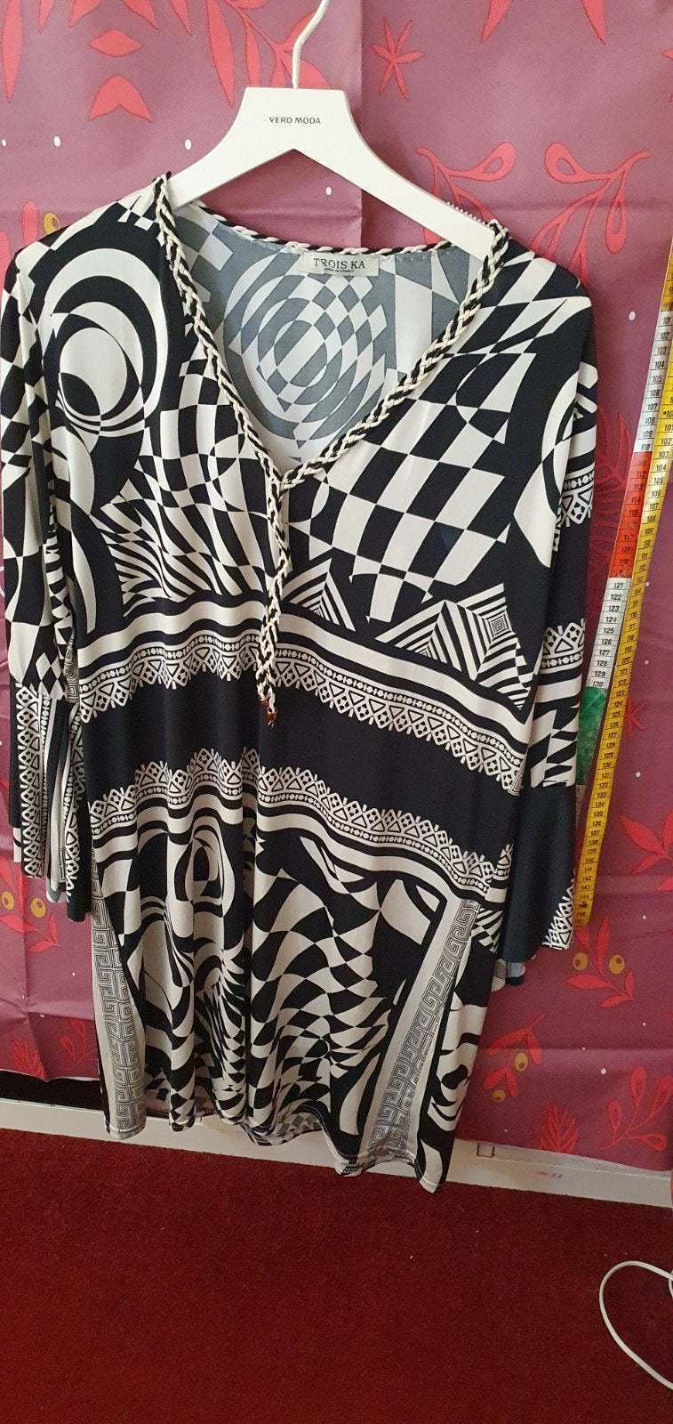 Nieuwe TROIS KA Tuniek Zwart/Wit Print Maat M, Maat 38/40 (M), Verzenden, Zwart, Nieuw