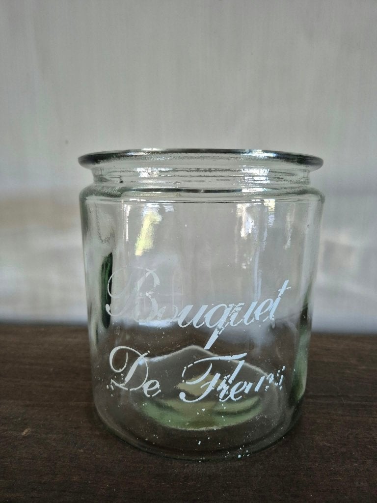 Glazen vaas / windlicht – Bouquet de Fleurs – 20 cm, Ophalen, Gebruikt, Transparant, Glas