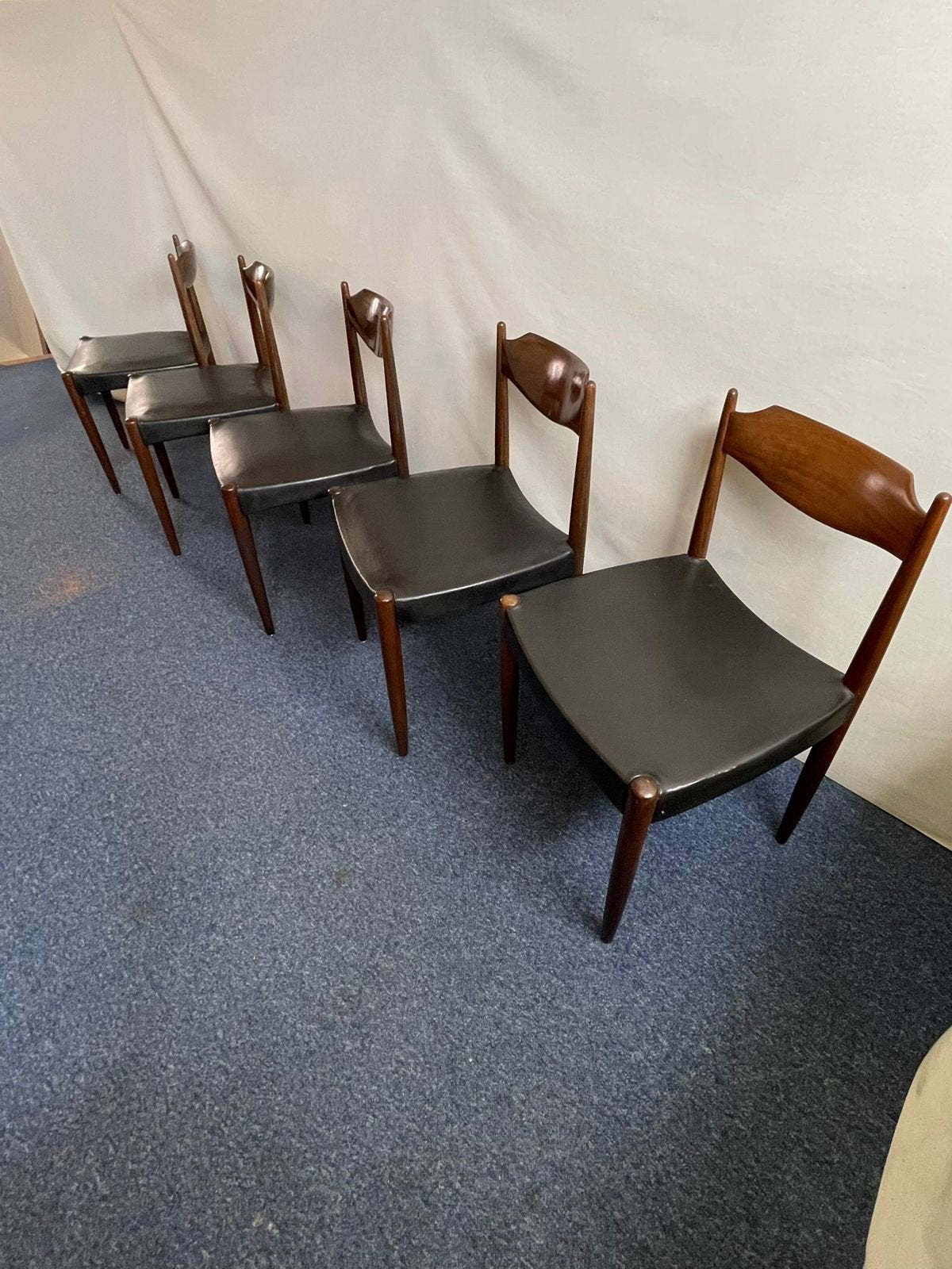 Set van 5 vintage jaren '60 eetkamerstoelen, Ophalen of Verzenden