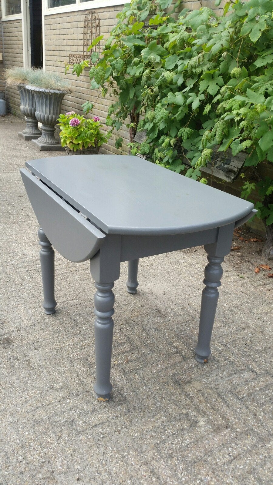 Vintage hangoortafel grenenhout grijs, Ophalen, Gebruikt, 50 tot 100 cm, Vintage