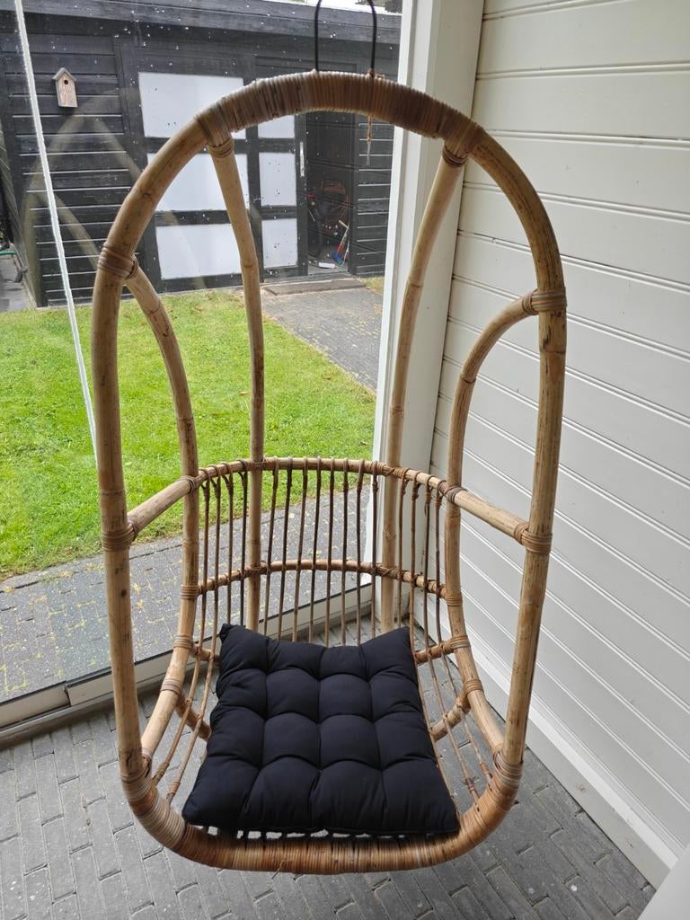Rotan hangstoel met kussen - perfect voor binnen/buiten, Ophalen, Gebruikt, Overige kleuren, Riet of Rotan
