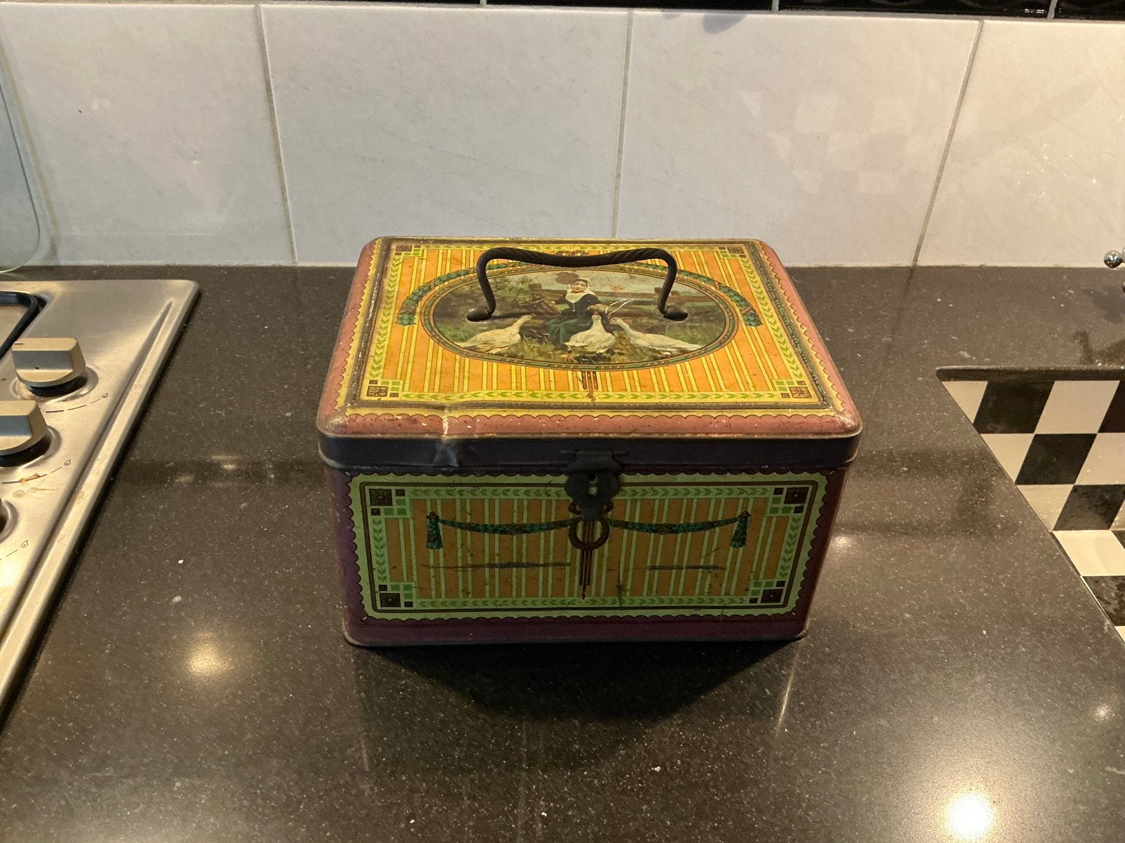 Antiek Art Nouveau / Jugenstil trommel, Verzamelen, Ophalen of Verzenden, Gebruikt, Overige