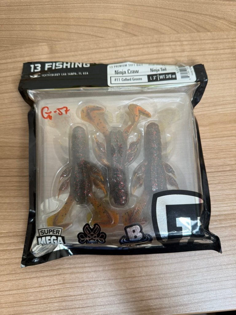 13 Fishing Ninja Craw 3 Collard Greens Softbaits Craws, Watersport en Boten, Overige typen, Nieuw, Ophalen of Verzenden, E