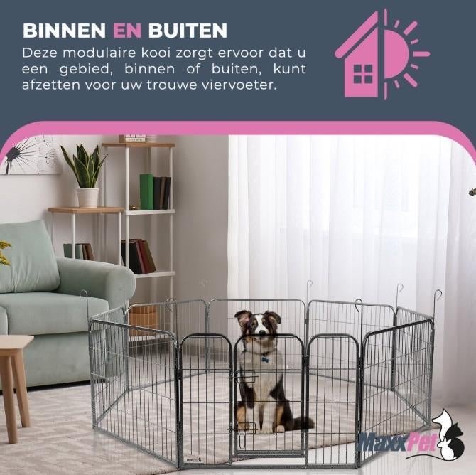MaxxPet Puppyren - Hondenren met 8 panelen - Staal 80x60 cm, Ophalen of Verzenden, Nieuw