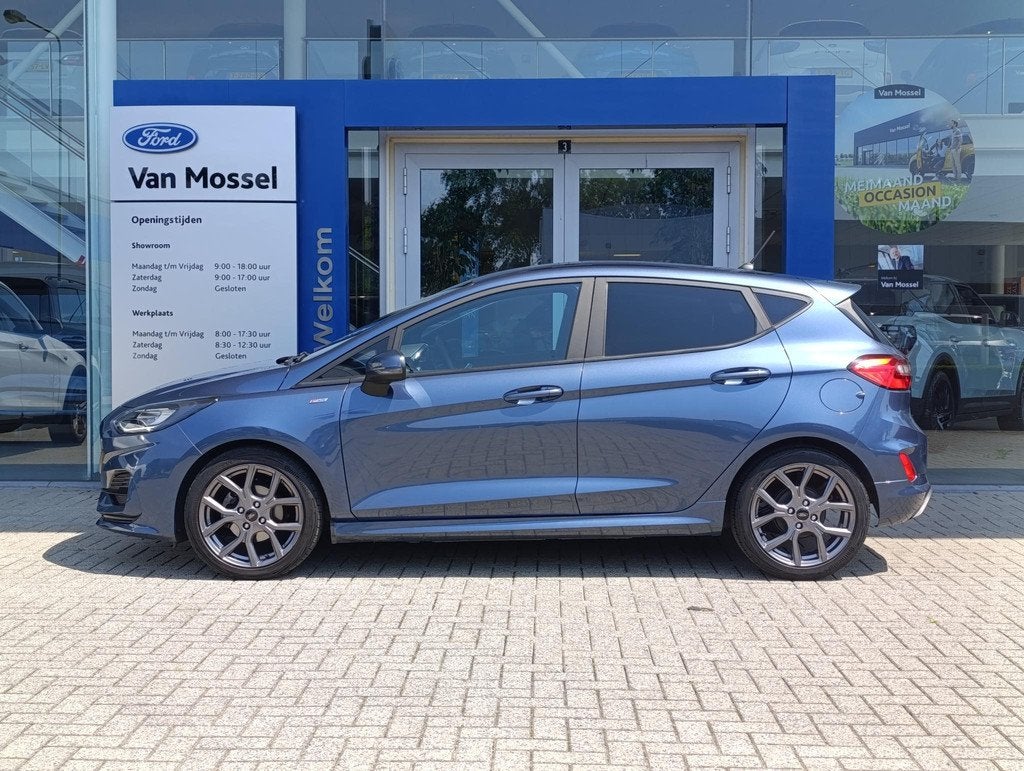 Ford Fiesta 1.0 EcoBoost Hybrid ST-Line | Stoel/stuur voorru, Auto's, Ford, 12 maanden, Gebruikt, Euro 6, Blauw