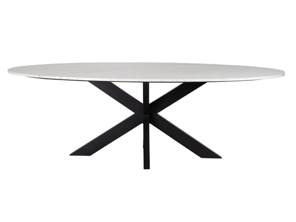 Richmond Interiors Ovale Eettafel Lexington Wit Marmer, Huis en Inrichting, Tafels | Eettafels, Ophalen, 100 tot 150 cm, Vijf personen of meer