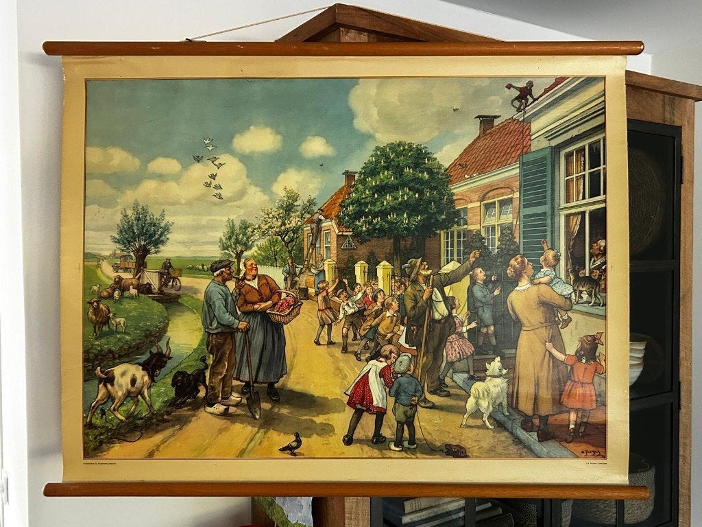Vertelselplaat aap-noot-mies, Ophalen of Verzenden, Overige thema's