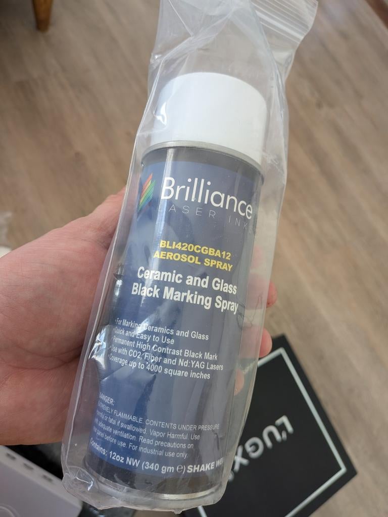 Brilliance Laser Ink Zwarte Markeerspray Keramiek & Glas, Zwart, Nieuw, Ophalen of Verzenden, Verf