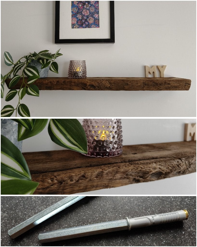 Wandplank zwevend massief eiken + montagepennen 66,5cm #289, Houtatelier M.Y., Info@myhoutatelier.nl, Nieuw, Ophalen of Verzenden