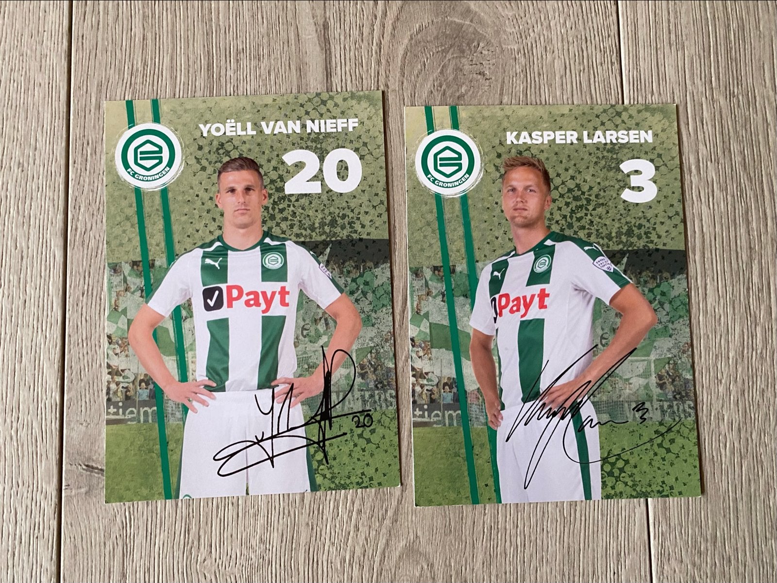 Gesigneerde FC Groningen kaarten - Joëll van Nieff & Kasper, Ophalen of Verzenden, Gebruikt