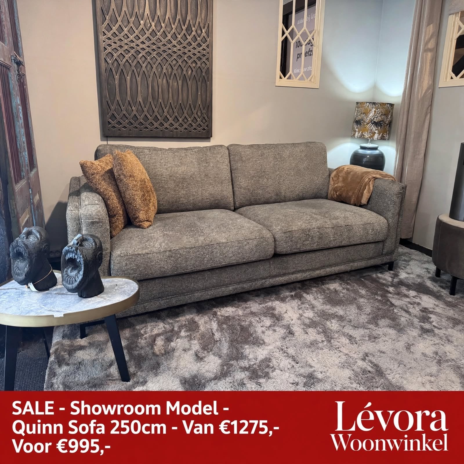 UrbanSofa Quinn 3-zits showroom bank - 230 cm breed, Ophalen, 100 tot 125 cm, Driepersoons, Zo goed als nieuw