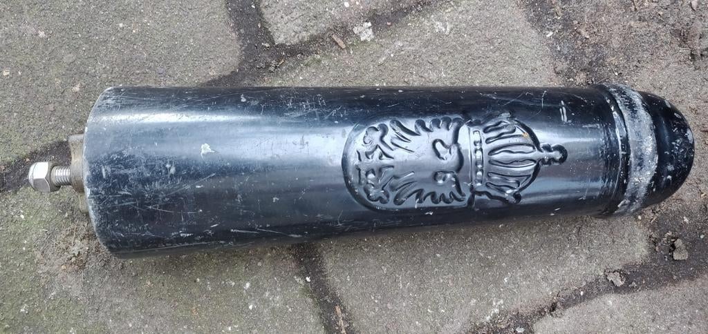 Decoratief ijzeren paaltje met kroonmotief., Tuin en Terras, Palen, Balken en Planken, Ophalen, Gebruikt, Minder dan 180 cm, Palen