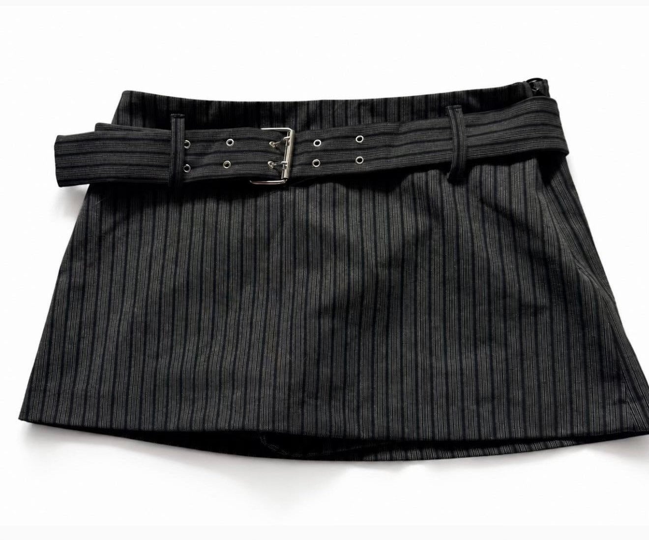 Nieuw: ZARA gestreept mini rokje met riem. Maat S., Nieuw, Ophalen of Verzenden, Maat 36 (S), Grijs