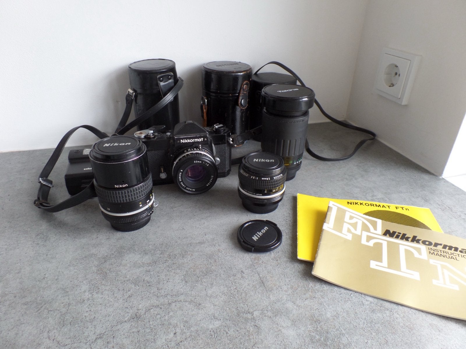Nikon Nikkormat FT zwart met 4 lenzen!, Ophalen of Verzenden, Gebruikt, Spiegelreflex, Nikon
