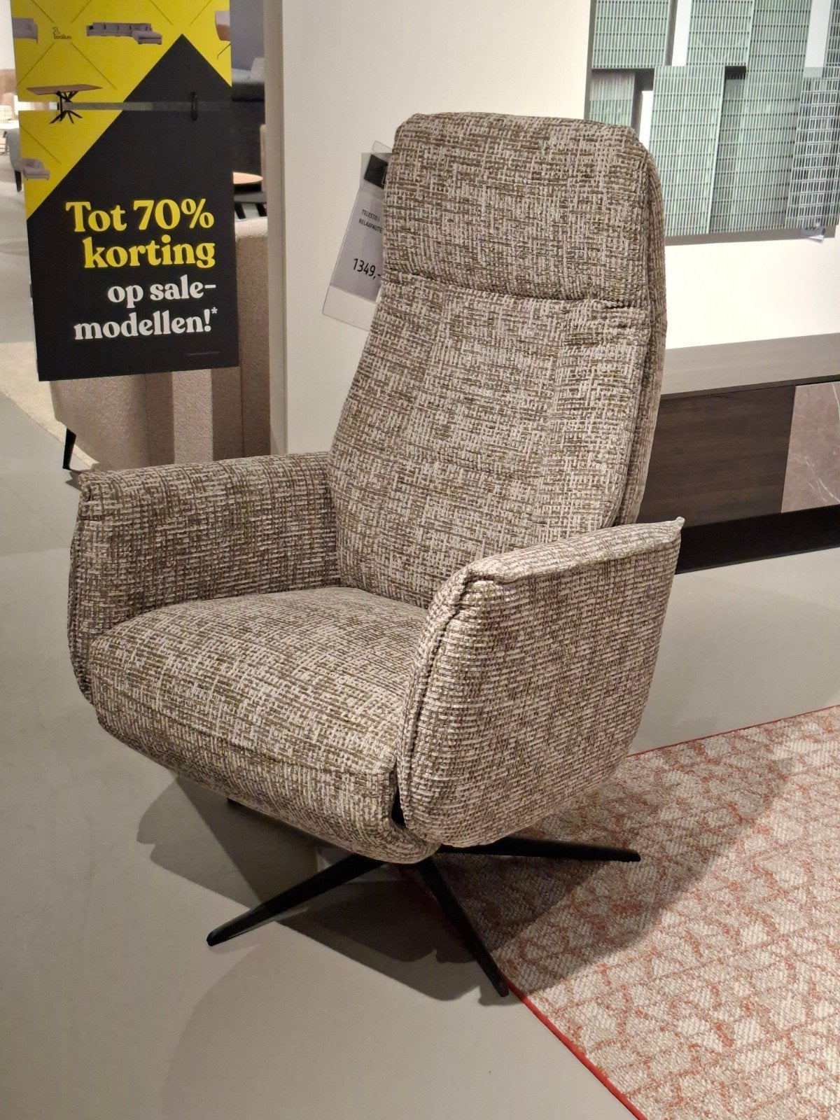 Showroommodel Relaxfauteuil Telesto, Huis en Inrichting, Fauteuils, Ophalen, Nieuw, Stof, 75 tot 100 cm