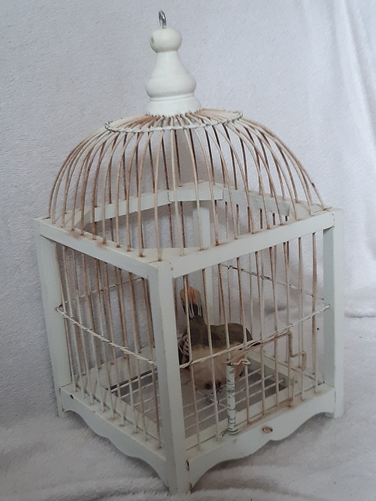 Brocante houten vogelkooitje  ,landelijk ,shabby romantisch, Antiek en Kunst, Ophalen of Verzenden