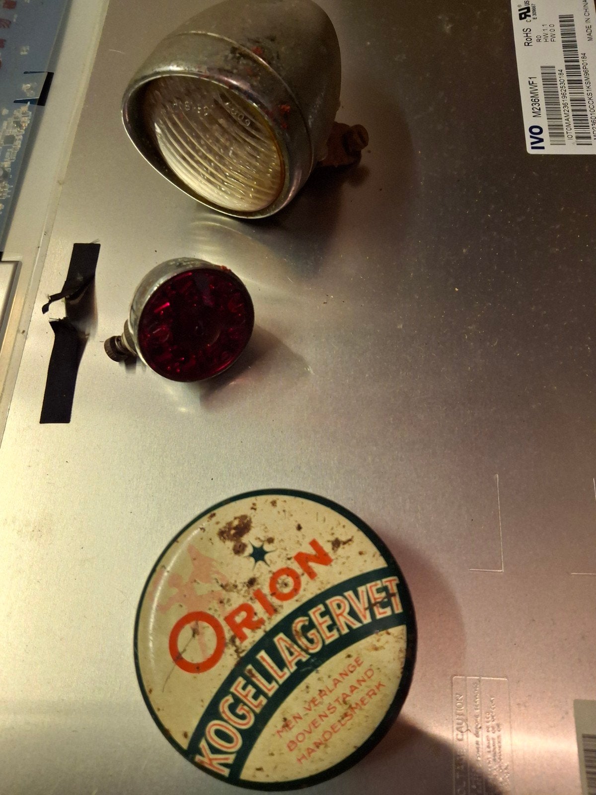 Vintage Fietsverlichting Set: Voor- en Achterlicht, Ophalen of Verzenden, Gebruikt, Dynamo