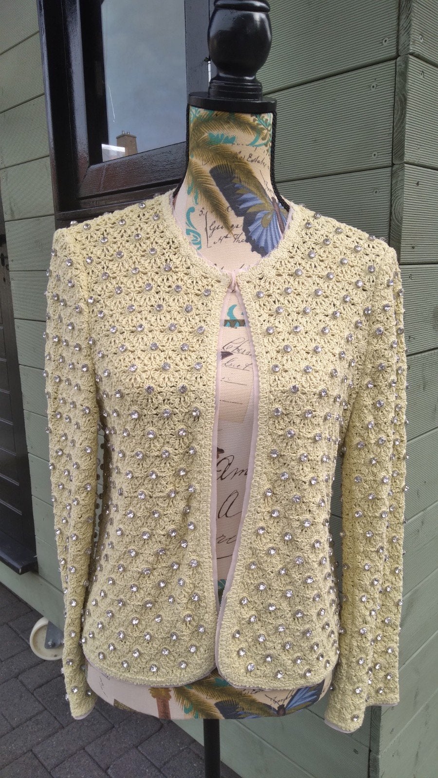 Zara blazer jasje met strass crochet L, Verzenden, Zara, Geel, Maat 42/44 (L)