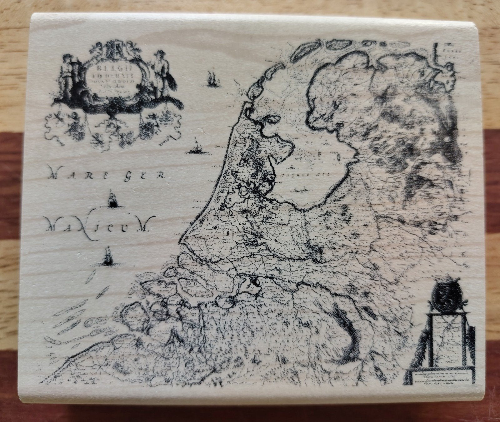Vintage Kaart Stempels - Wereld en Nederland, Ophalen of Verzenden, Zo goed als nieuw, Houten stempel