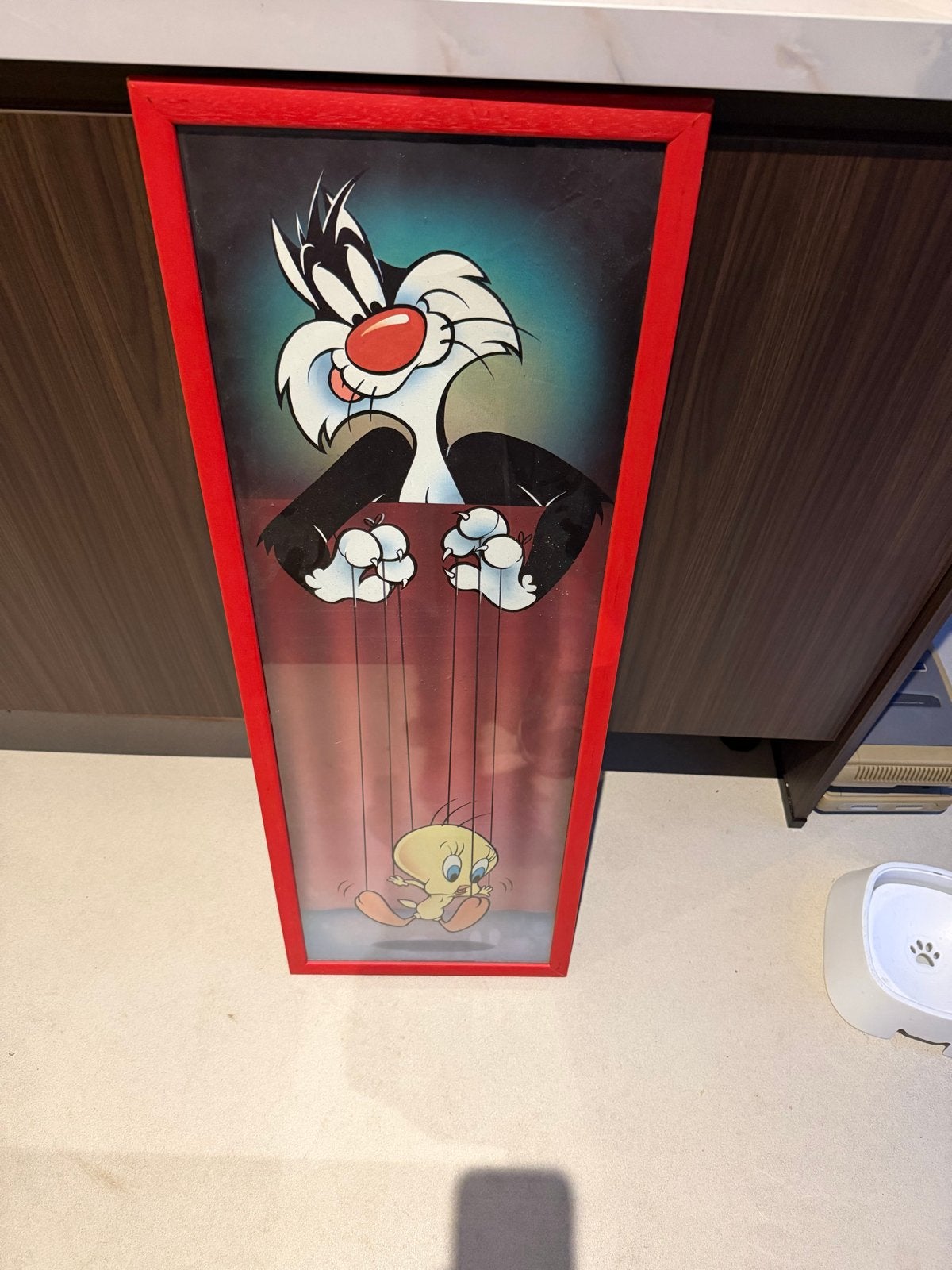 Sylvester en Tweety Looney Tunes ingelijste poster, Ophalen of Verzenden, Overige figuren, Gebruikt, Plaatje of Poster