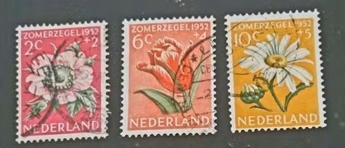 Nederland 1952 - nvph 583+585+586 - Bloemen  - ab1, Ophalen of Verzenden, Na 1940, Gestempeld