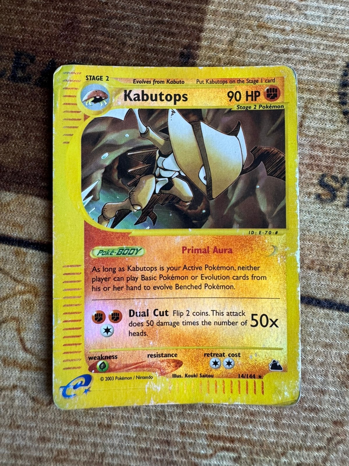 Pokemon Kabutops, Ophalen of Verzenden, Gebruikt, Losse kaart, Foil