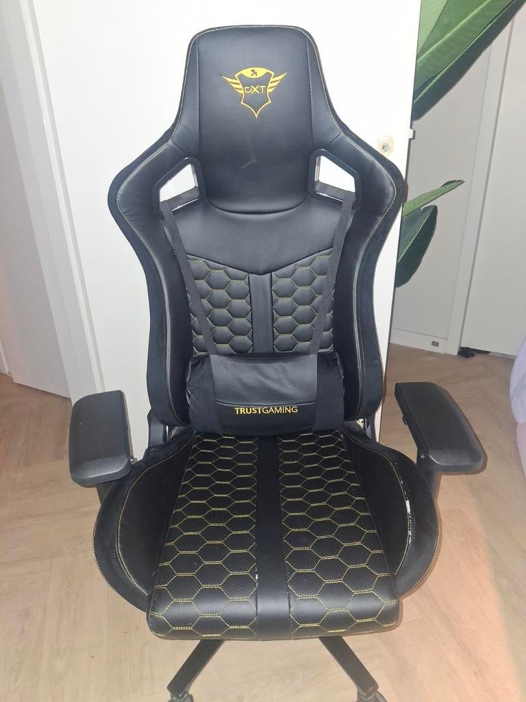 Trust Gaming GXT Bureaustoel - Zwart/Goud, Ophalen, Ergonomisch, Zo goed als nieuw, Zwart