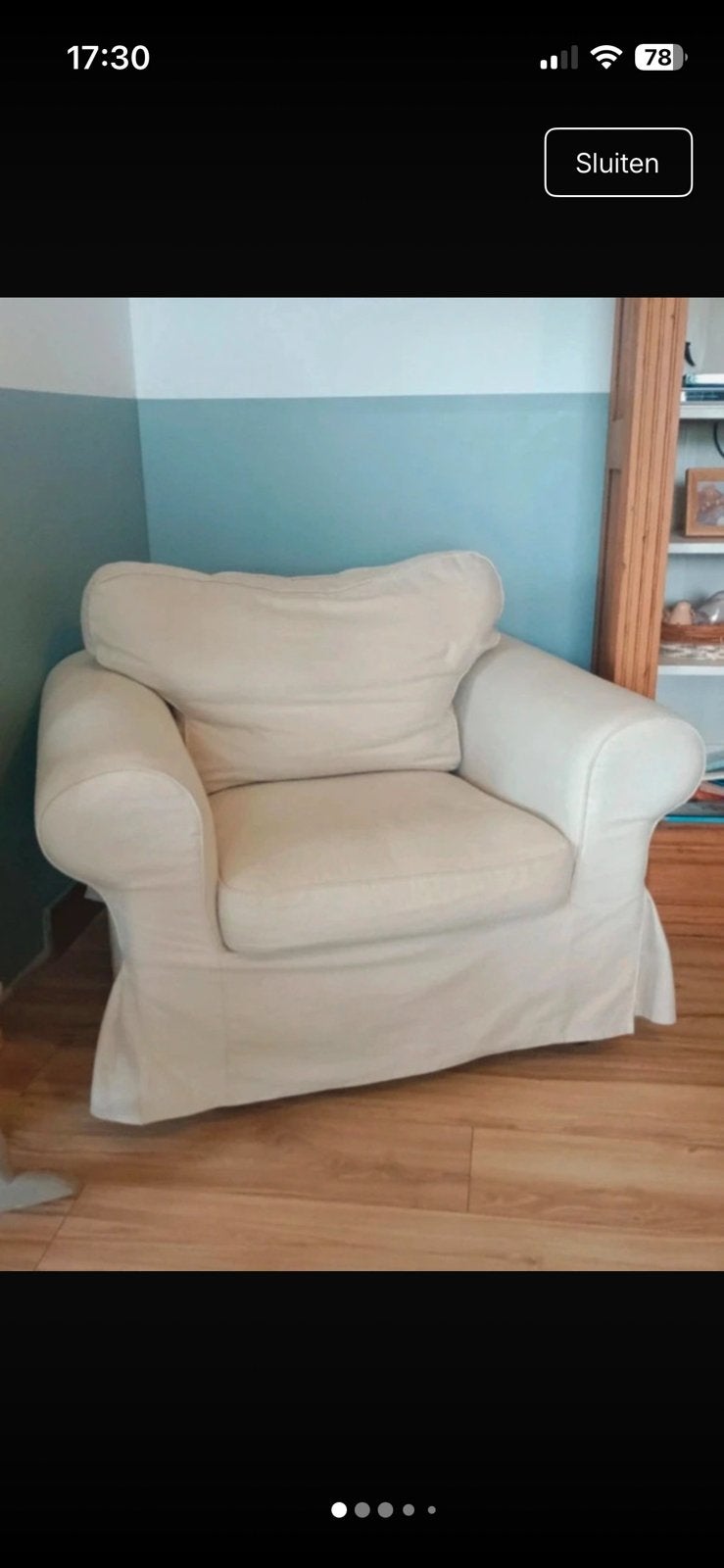 Fauteuil met uitwasbare hoes. Ektorp: Hallarp beige, Ophalen, Gebruikt, 75 tot 100 cm, 50 tot 75 cm