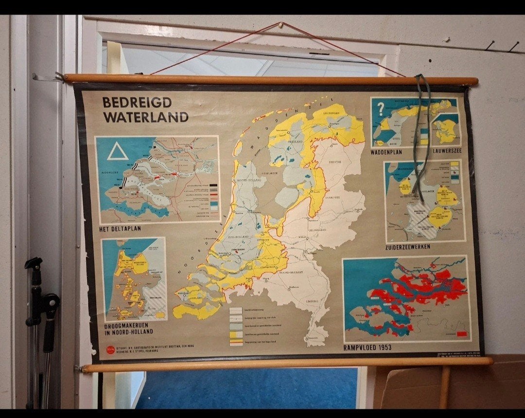 Bedreigd waterland Topografische kaart Nederland 1963, Ophalen of Verzenden, Aardrijkskunde