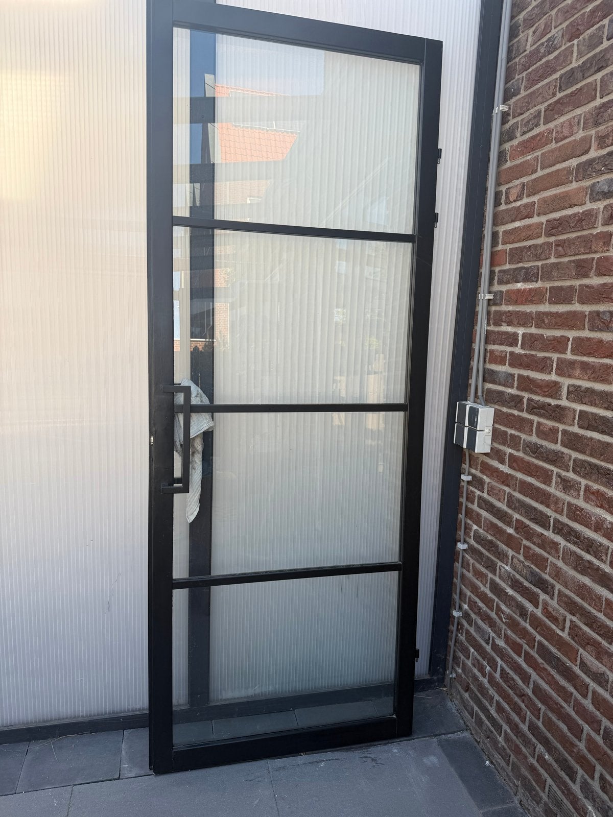 Opdekdeur met Glaspanelen 231,5 bij 88 cm, Doe-het-zelf en Verbouw, Deuren en Horren, Ophalen, Gebruikt, 80 tot 100 cm, 215 cm of meer