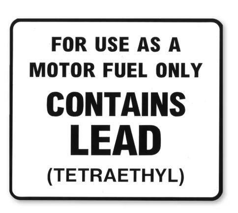 CONTAINS LEAD BENZINEPOMP STICKER  (afgeprijsd) pomp, Verzamelen, Ophalen of Verzenden, Nieuw, Overige typen