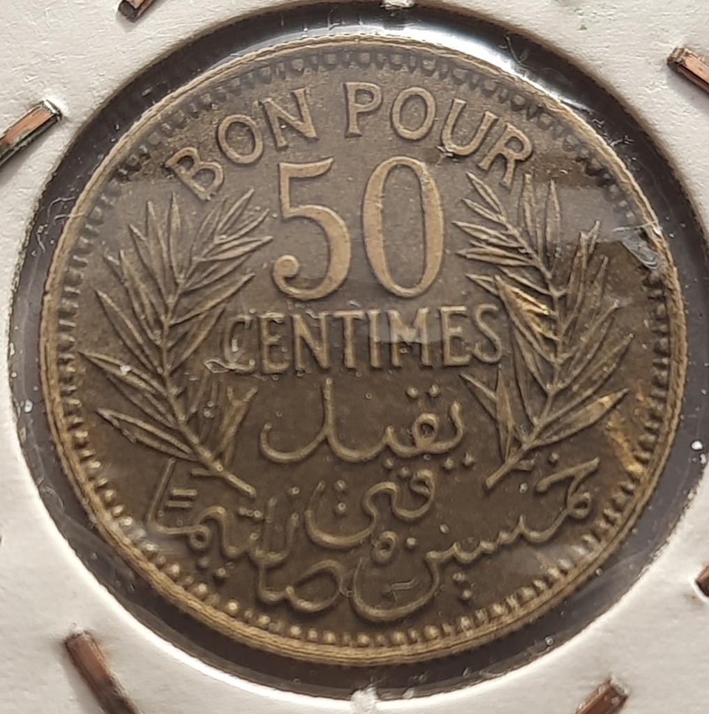 Tunesië 50 centimes 1941 (AH1360), Ophalen of Verzenden, Overige landen, Losse munt