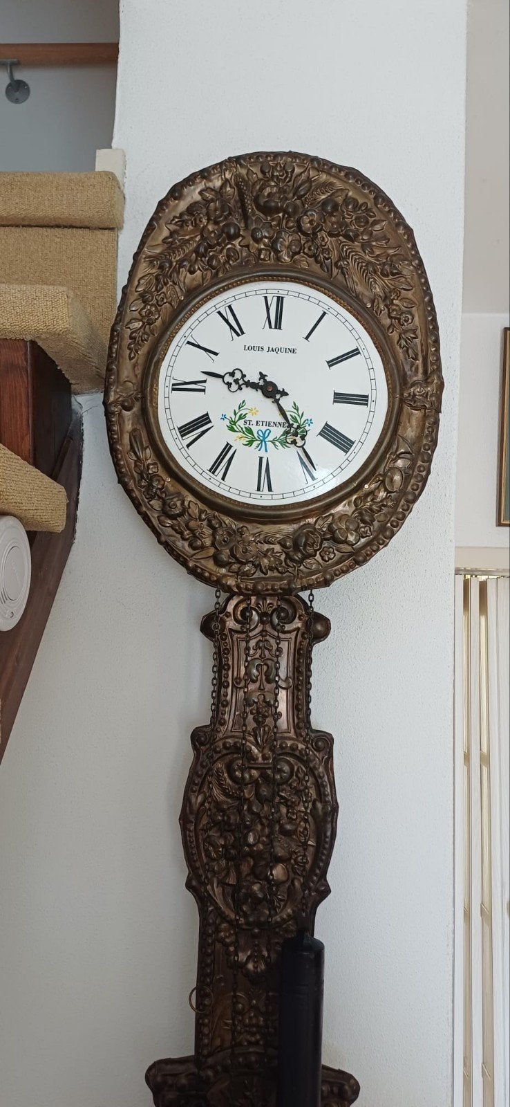 Antieke Louis Jaquine St. Etienne wandklok uit 1975, Ophalen of Verzenden