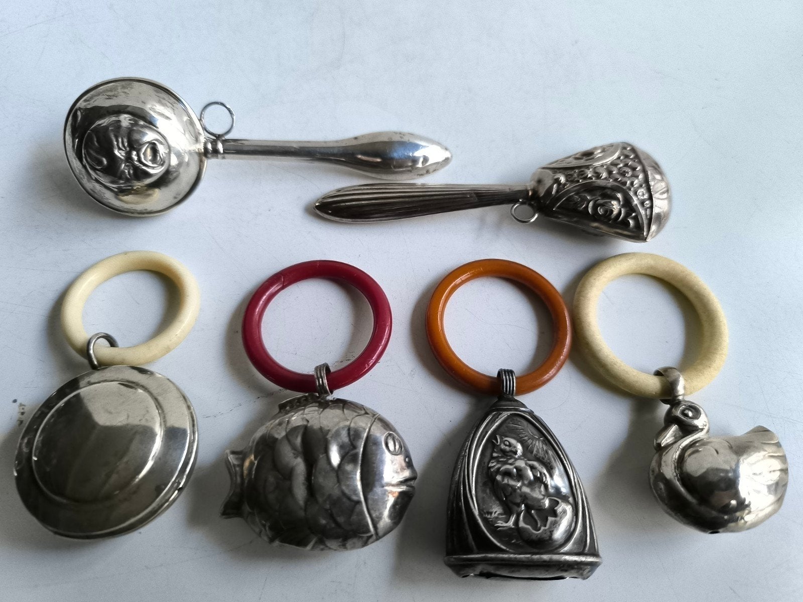 verzameling rammelaars zilver 6 stuks, Antiek en Kunst, Ophalen of Verzenden