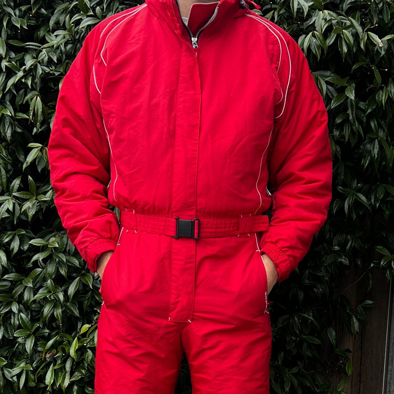 Rood Vintage Retro Skipak (S/M), Kleding | Dames, Ophalen of Verzenden, Gedragen, Maat 38/40 (M), Pak