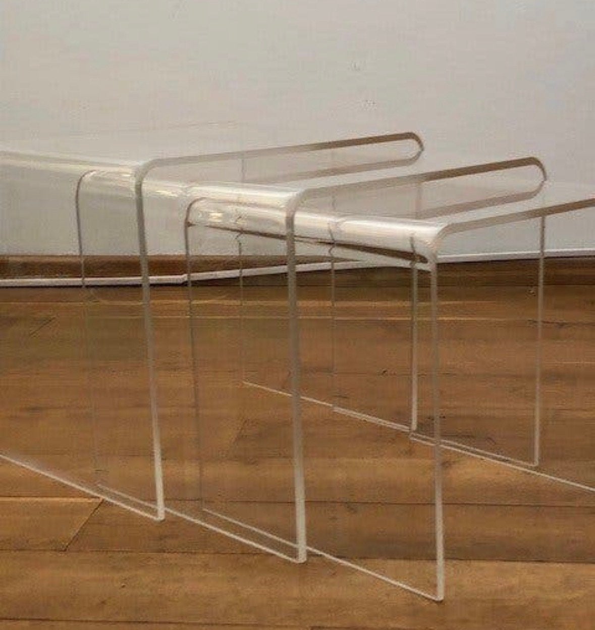 Prachtige set vintage plexiglas bijzettafels, Ophalen, Zo goed als nieuw