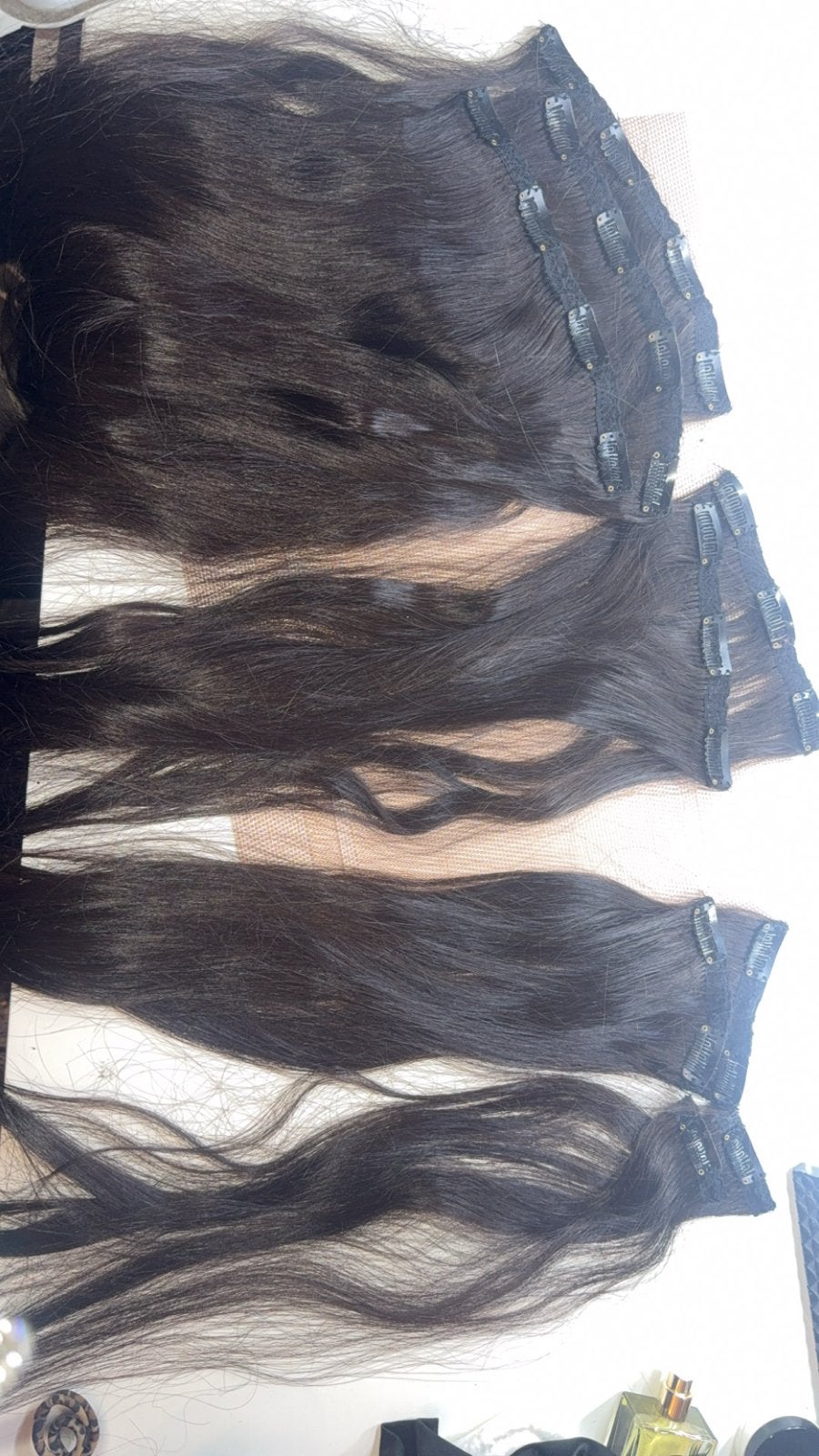 Haarverlenging met clips - Donkerbruin, Sieraden, Tassen en Uiterlijk, Ophalen of Verzenden, Gebruikt, Pruik of Haarverlenging