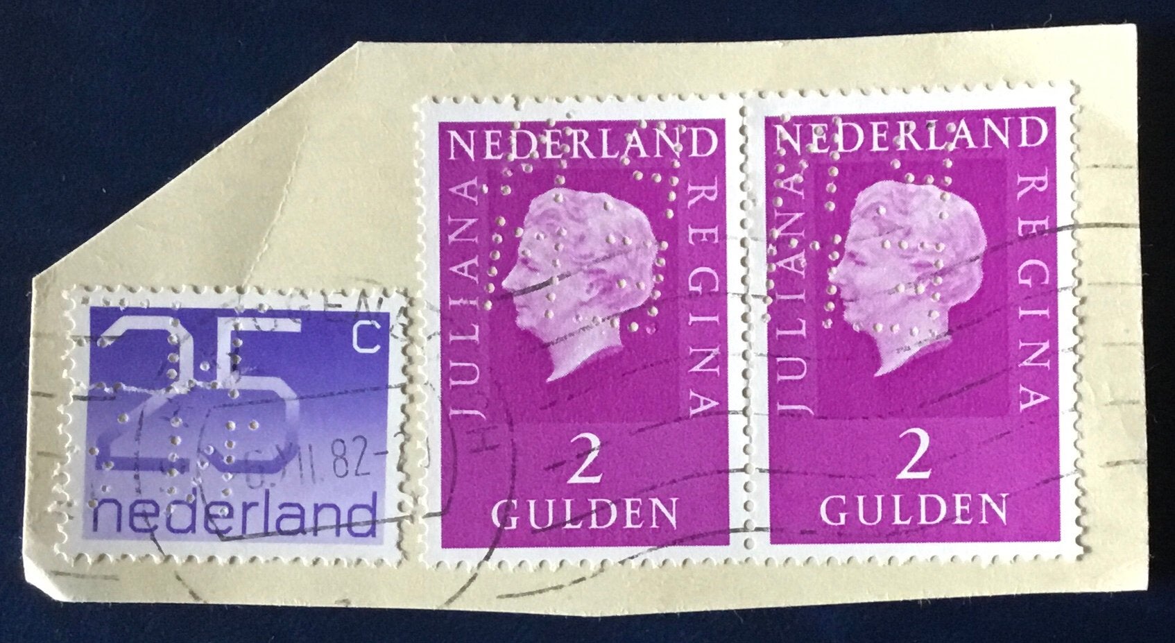 Perfins Nederland kavel per 19, Ophalen of Verzenden, Na 1940, Gestempeld