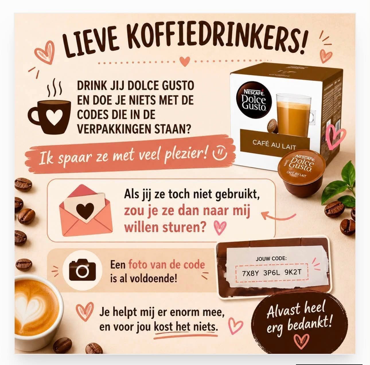 Dolce Gusto code.s, Ophalen, Koffie of Thee, Zegels, Bonnen of Punten