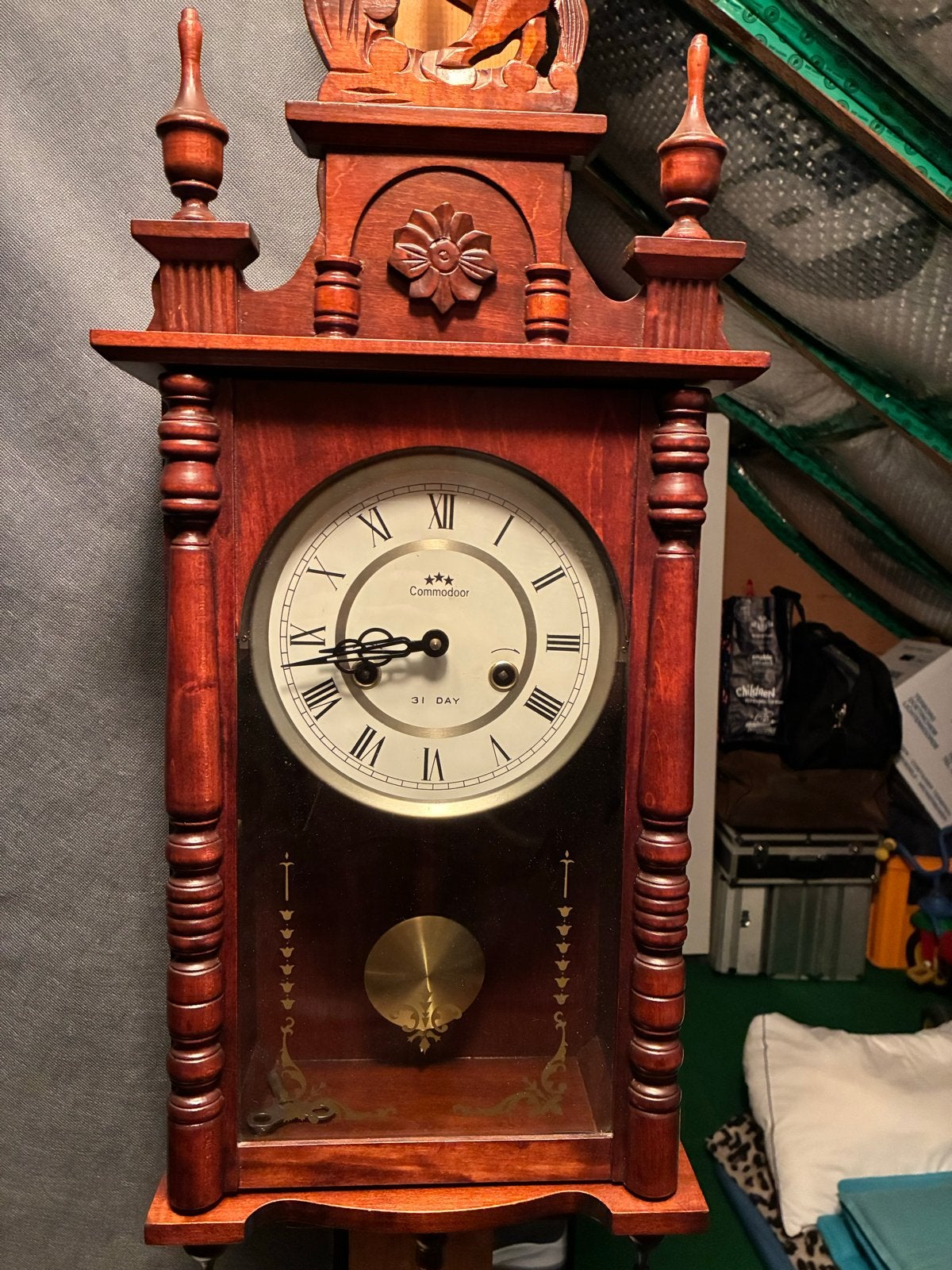 Vintage Commodoor 31-daagse wandklok met slinger, Ophalen
