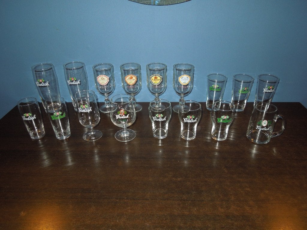 Grote collectie Nederlandse bierglazen Grolsch, Ophalen, Gebruikt, Glas of Glazen, Grolsch