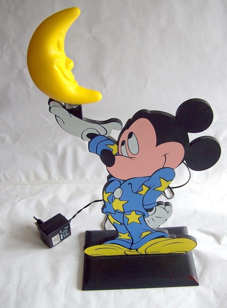 Zeldzame Disney Mickey Mouse met maan nachtlampje. H 46cm., Ophalen of Verzenden