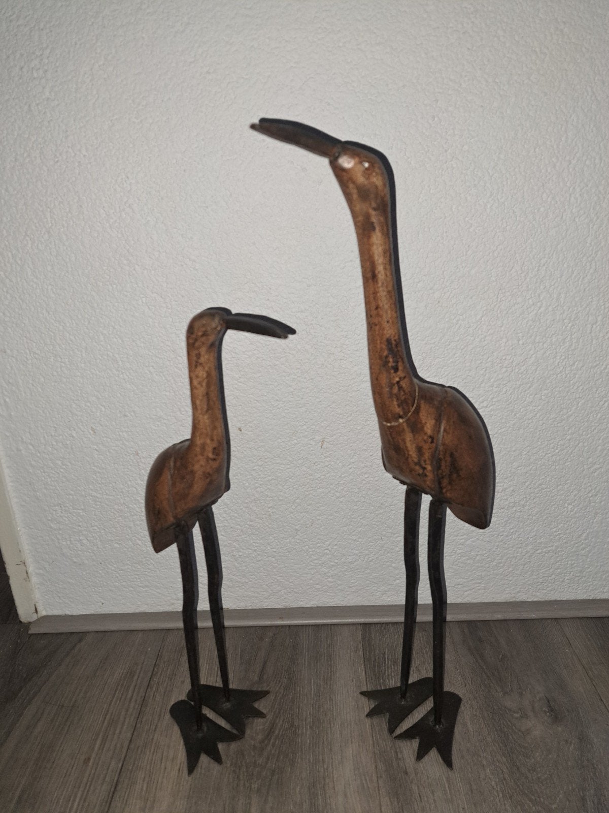 2 houten vogels, Antiek en Kunst, Kunst | Designobjecten, Ophalen, Bruin, Hout
