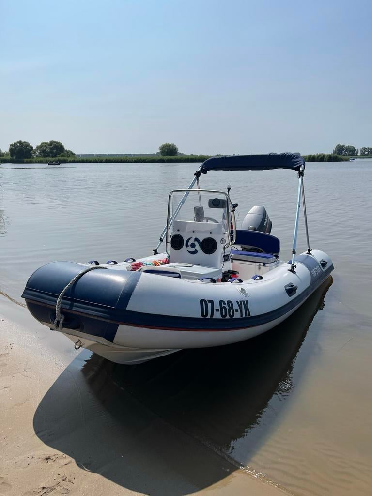 Speedboot met Yamaha 60PK 2-takt INCL PEGA TRAILER, Watersport en Boten, Gebruikt, Buitenboordmotor, 5 m, Rib