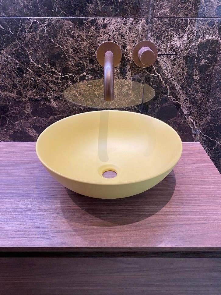 Waskom - mat geel - 40 x 14 cm!, Ophalen of Verzenden, Wastafel