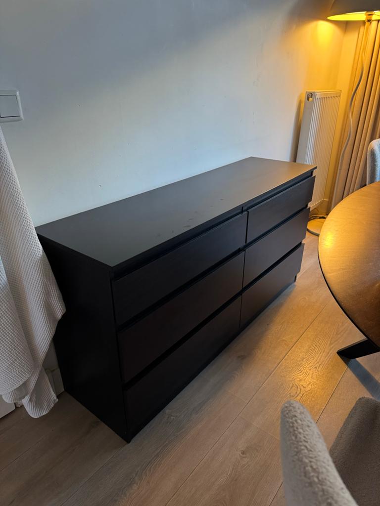 IKEA kullen kast 6 lades bruin / zwart / bruinzwart, Huis en Inrichting, Kasten | Ladekasten, Ophalen, Zo goed als nieuw, 25 tot 50 cm