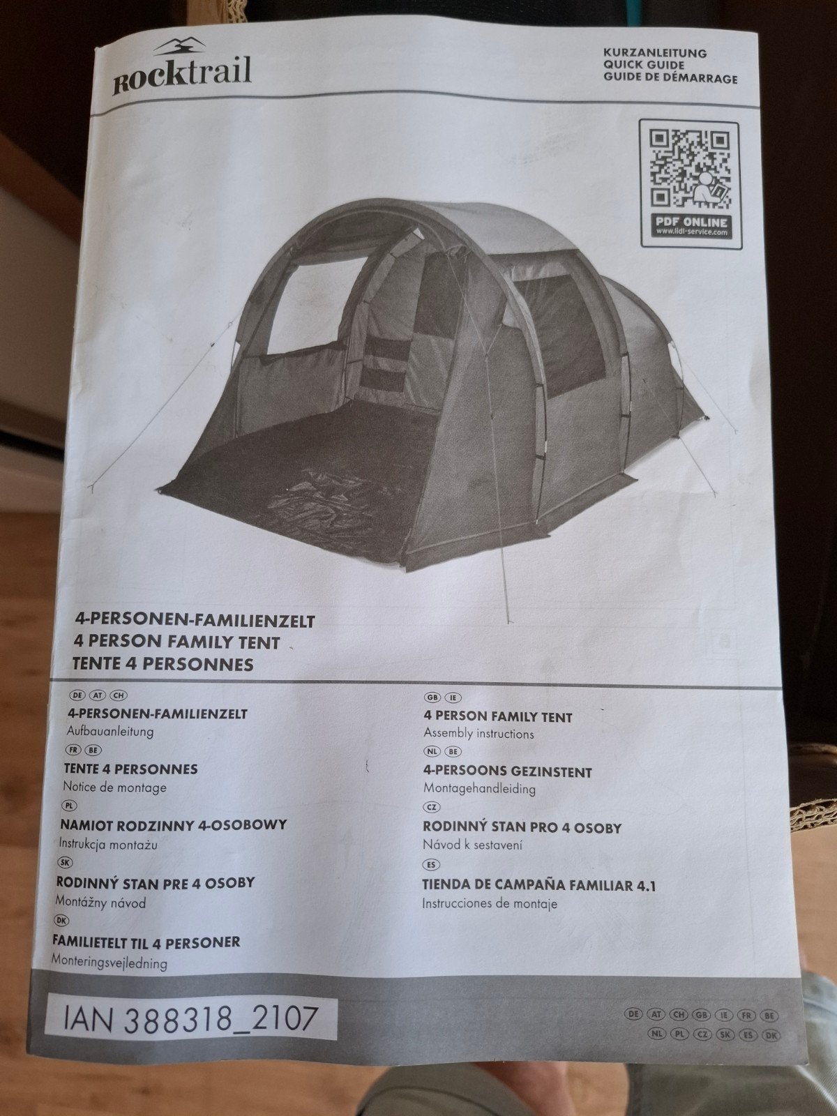 Rocktrail 4-persoons familietent - Ideaal voor kamperen, Ophalen